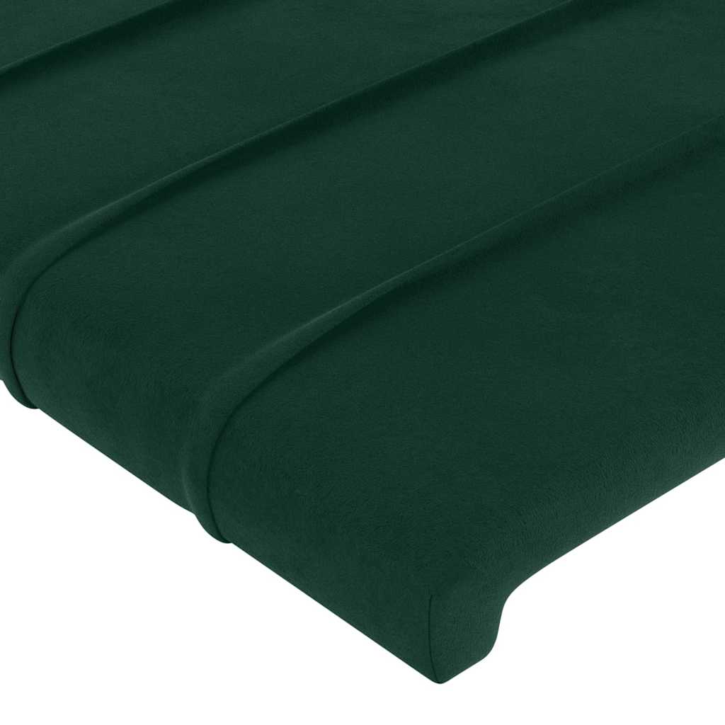 sengegavl med LED-lys 80x5x118/128 cm fløjl mørkegrøn - Image 5