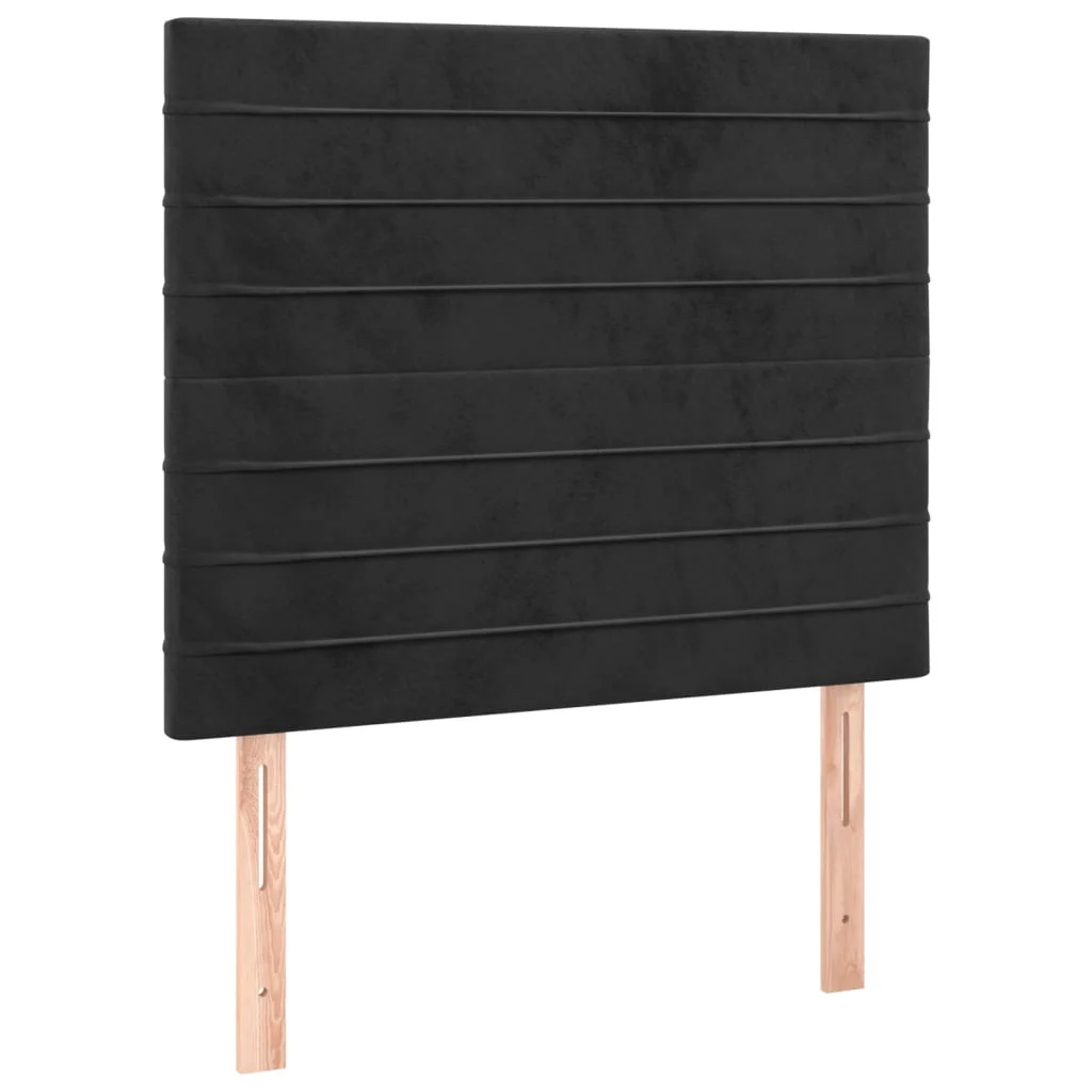 sengegavl med LED-lys 80x5x118/128 cm fløjl sort - Image 4