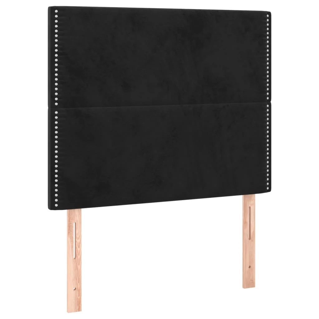 sengegavl med LED-lys 80x5x118/128 cm fløjl sort - Image 4
