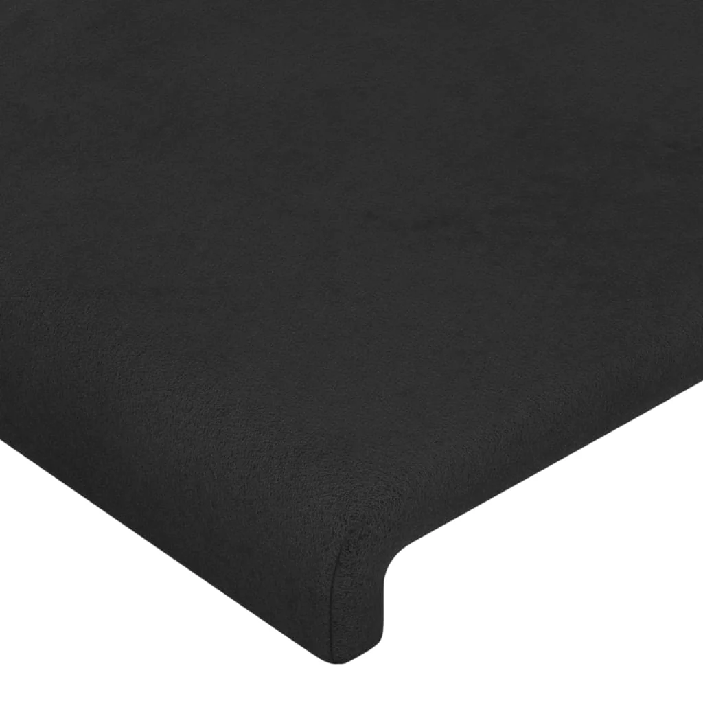 sengegavl med LED-lys 80x5x118/128 cm fløjl sort - Image 5