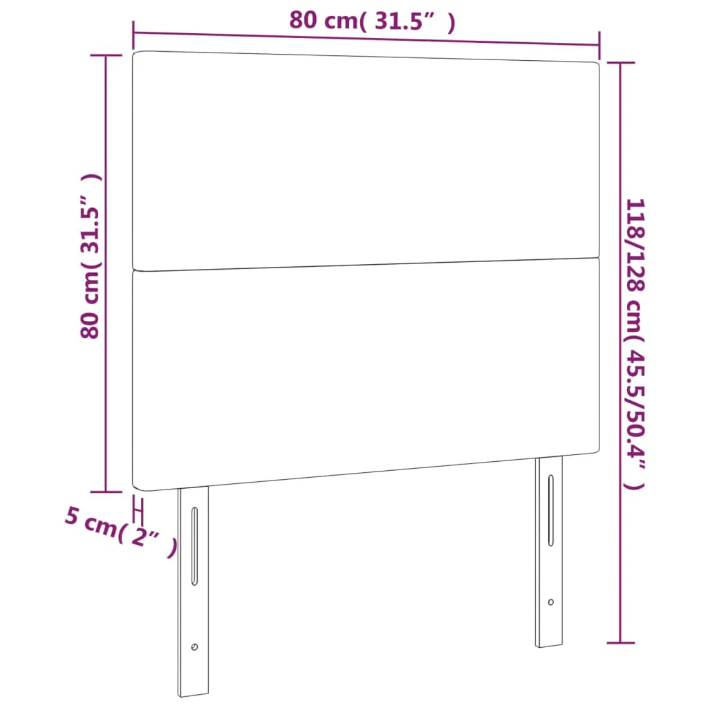 sengegavl med LED-lys 80x5x118/128 cm fløjl sort - Image 6