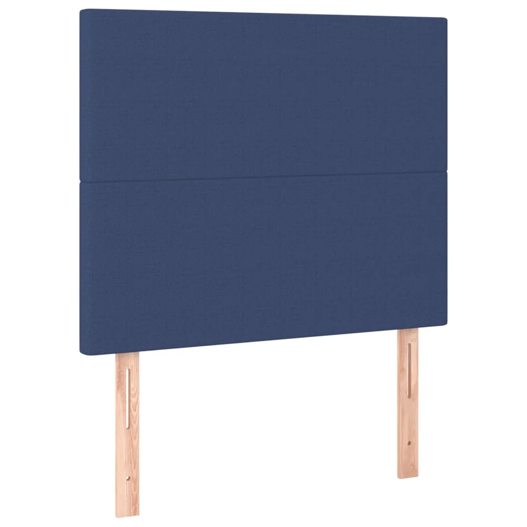 sengegavl med LED-lys 80x5x118/128 cm stof blå - Image 4