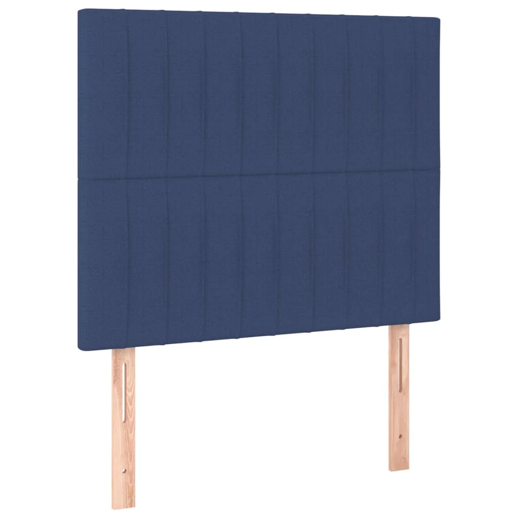 sengegavl med LED-lys 80x5x118/128 cm stof blå - Image 4