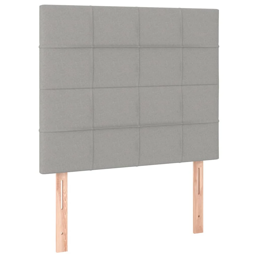 sengegavl med LED-lys 80x5x118/128 cm stof lysegrå - Image 4