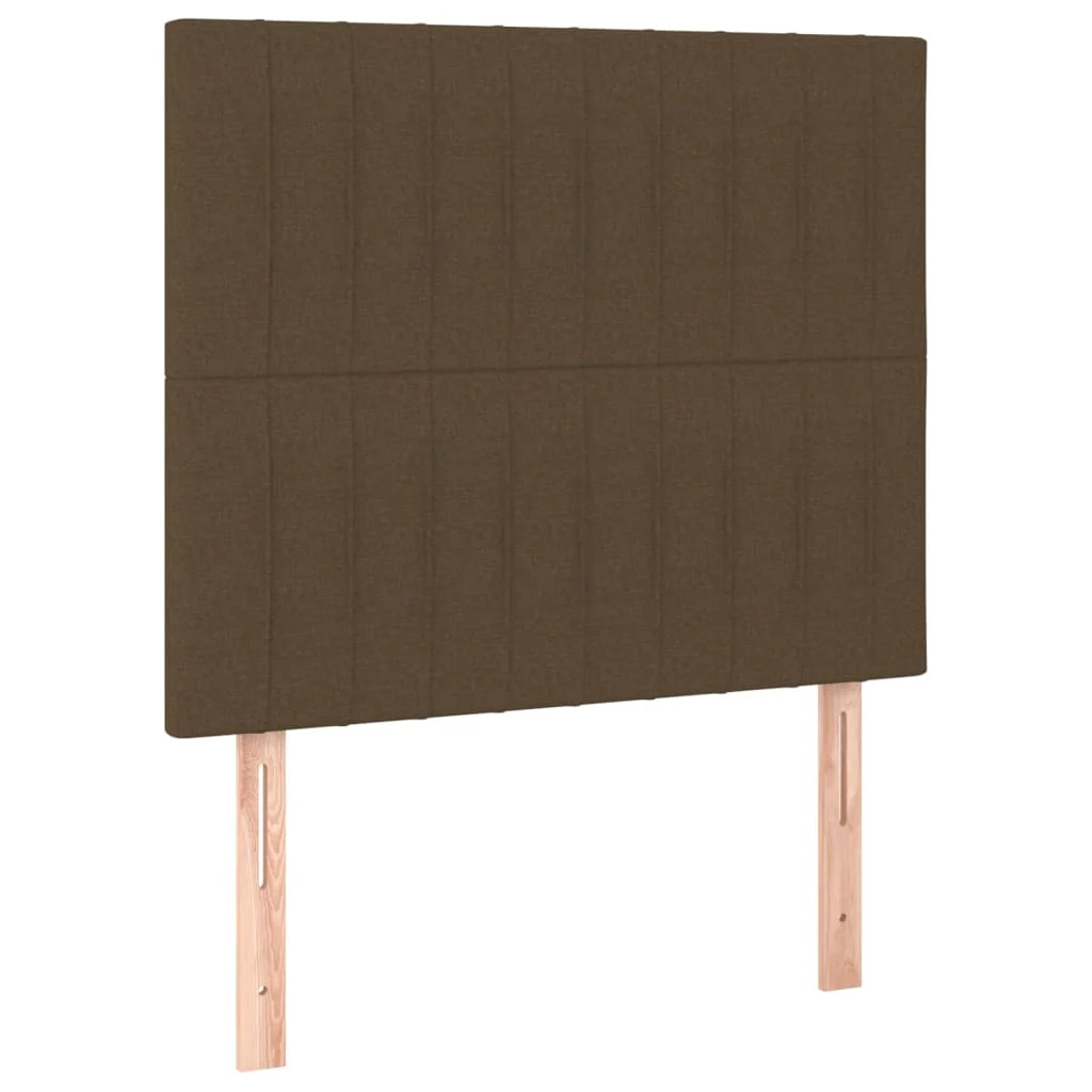 sengegavl med LED-lys 80x5x118/128 cm stof mørkebrun - Image 4