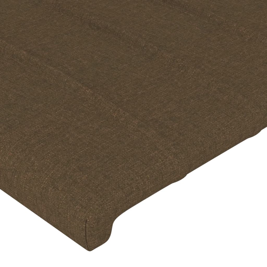 sengegavl med LED-lys 80x5x118/128 cm stof mørkebrun - Image 5