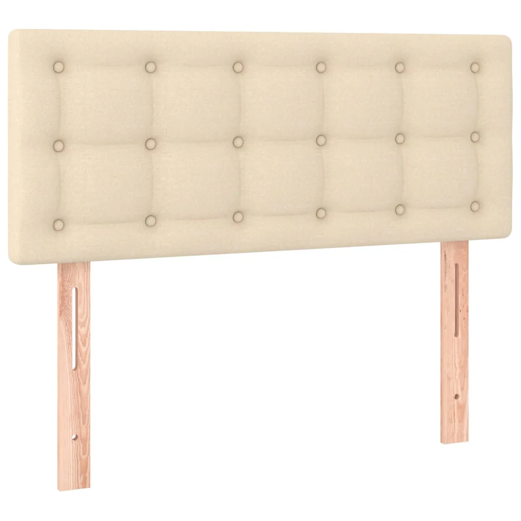 sengegavl med LED-lys 80x5x78/88 cm stof cremefarvet - Image 4