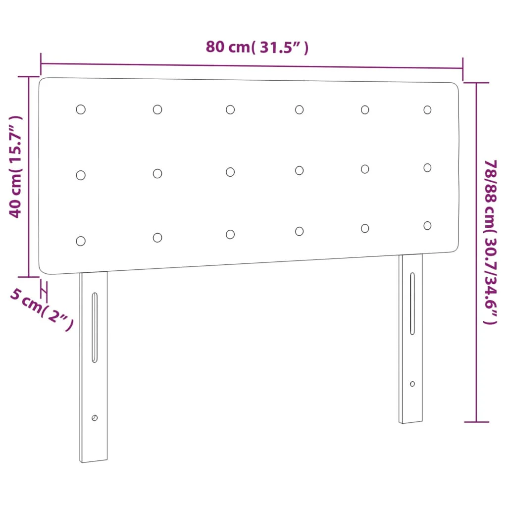 sengegavl med LED-lys 80x5x78/88 cm velour sort - Image 6