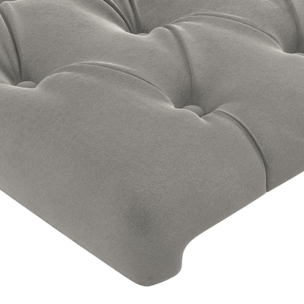 sengegavl med LED-lys 80x7x78/88 cm velour lysegrå - Image 5