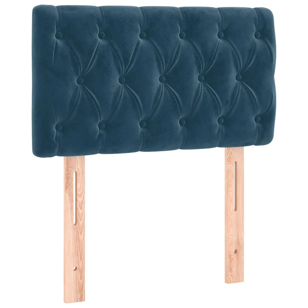 sengegavl med LED-lys 80x7x78/88 cm velour mørkeblå - Image 4