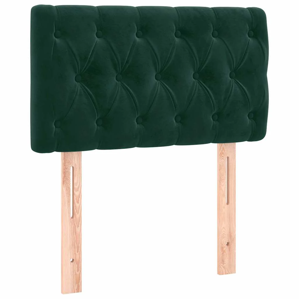 sengegavl med LED-lys 80x7x78/88 cm velour mørkegrøn - Image 4