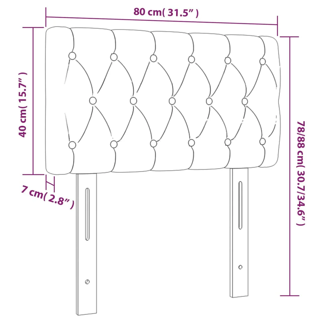 sengegavl med LED-lys 80x7x78/88 cm velour sort - Image 6