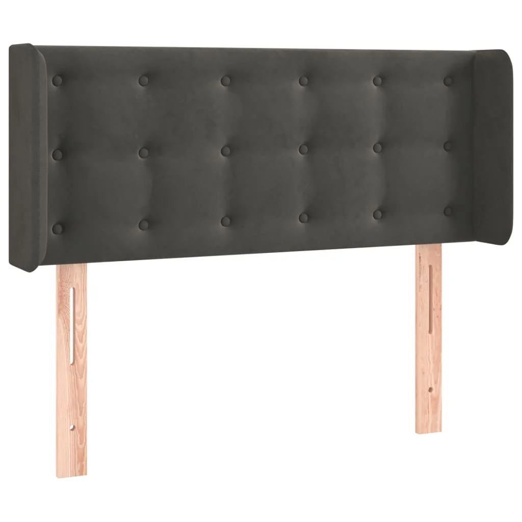 sengegavl med LED-lys 83x16x78/88 cm fløjl mørkegrå - Image 3