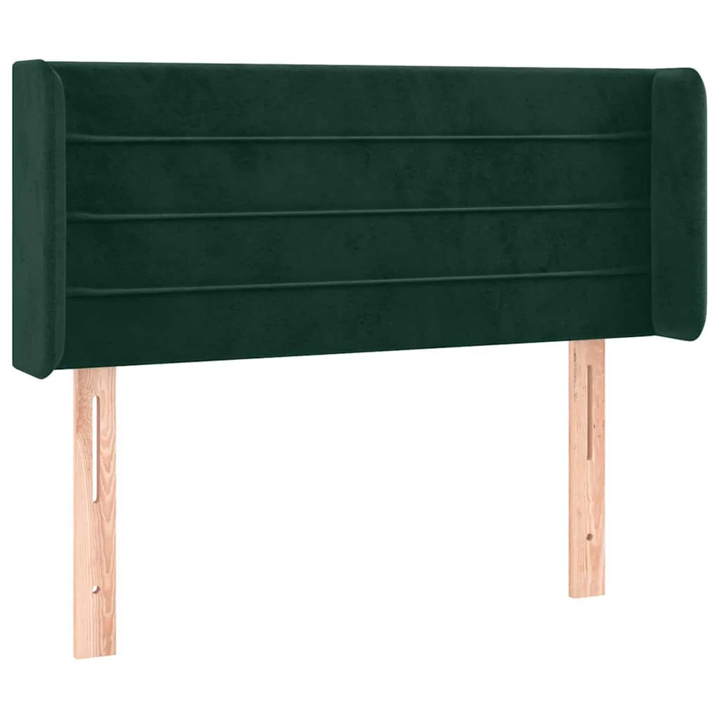 sengegavl med LED-lys 83x16x78/88 cm fløjl Mørkegrøn - Image 3