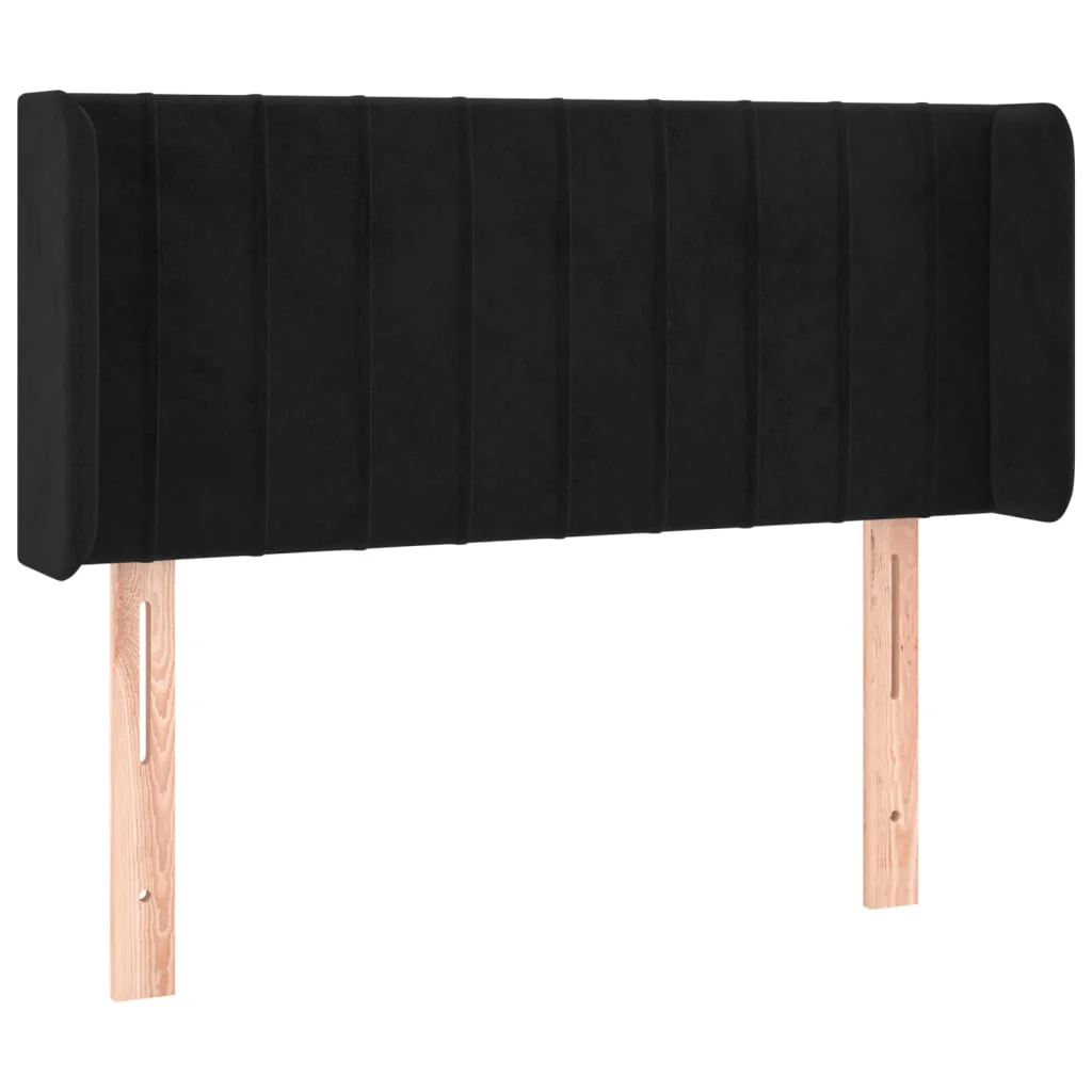 sengegavl med LED-lys 83x16x78/88 cm fløjl sort - Image 3