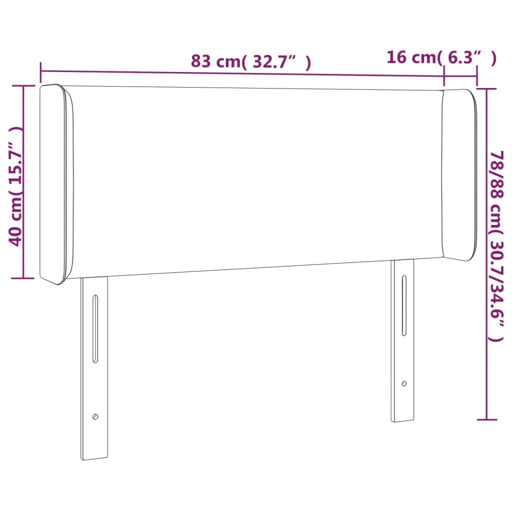 sengegavl med LED-lys 83x16x78/88 cm stof cremefarvet - Image 6