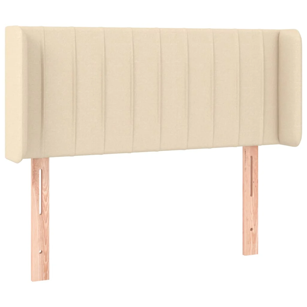 sengegavl med LED-lys 83x16x78/88 cm stof cremefarvet - Image 3