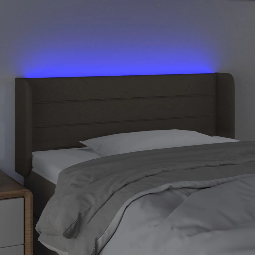 sengegavl med LED-lys 83x16x78/88 cm stof gråbrun - Image 4