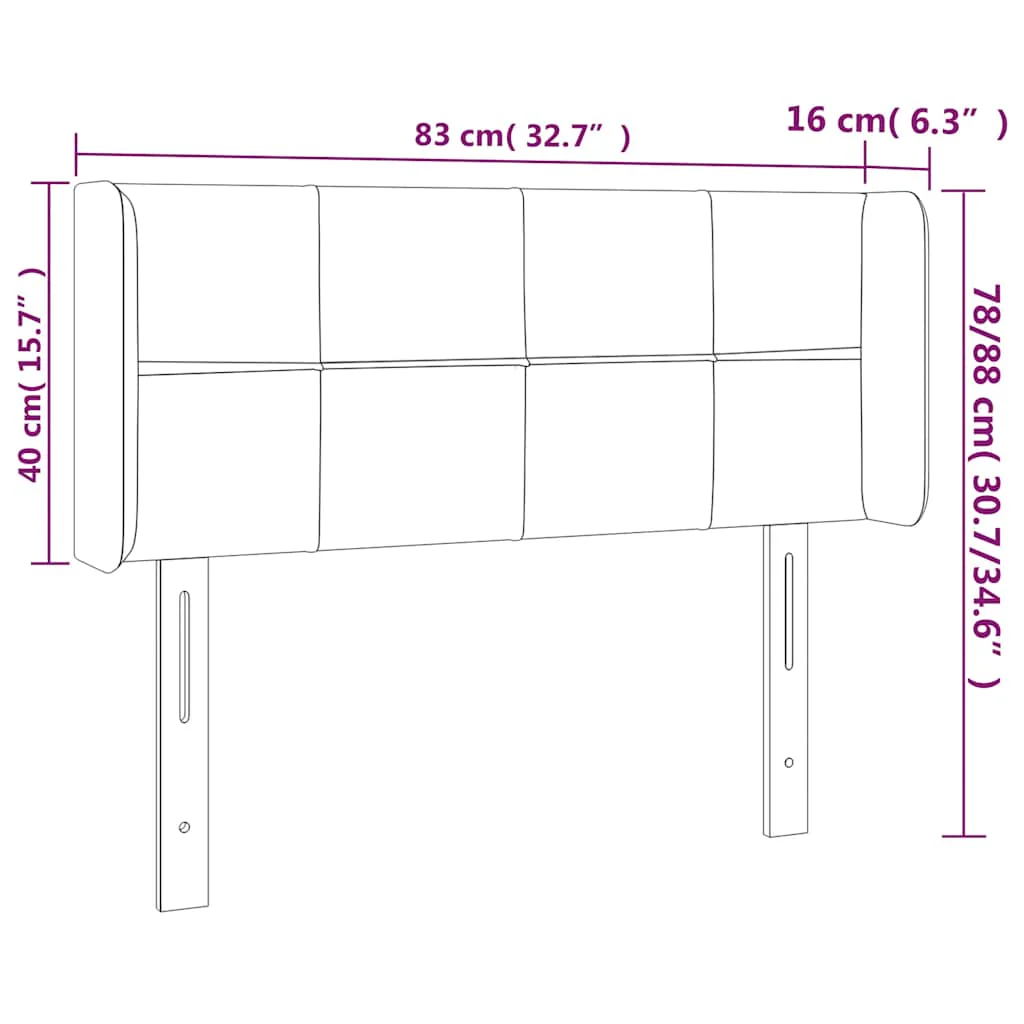 sengegavl med LED-lys 83x16x78/88 cm stof Mørkeblå - Image 7