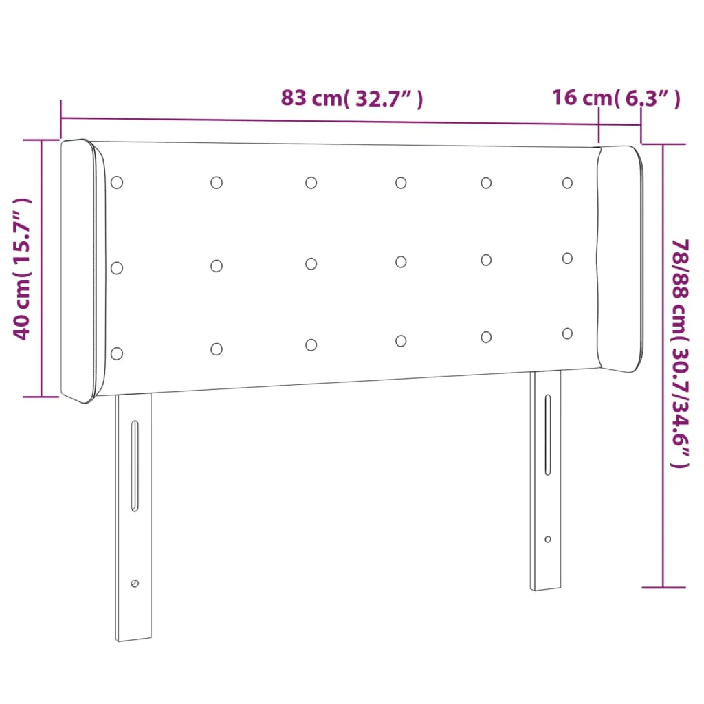 sengegavl med LED-lys 83x16x78/88 cm stof mørkebrun - Image 6