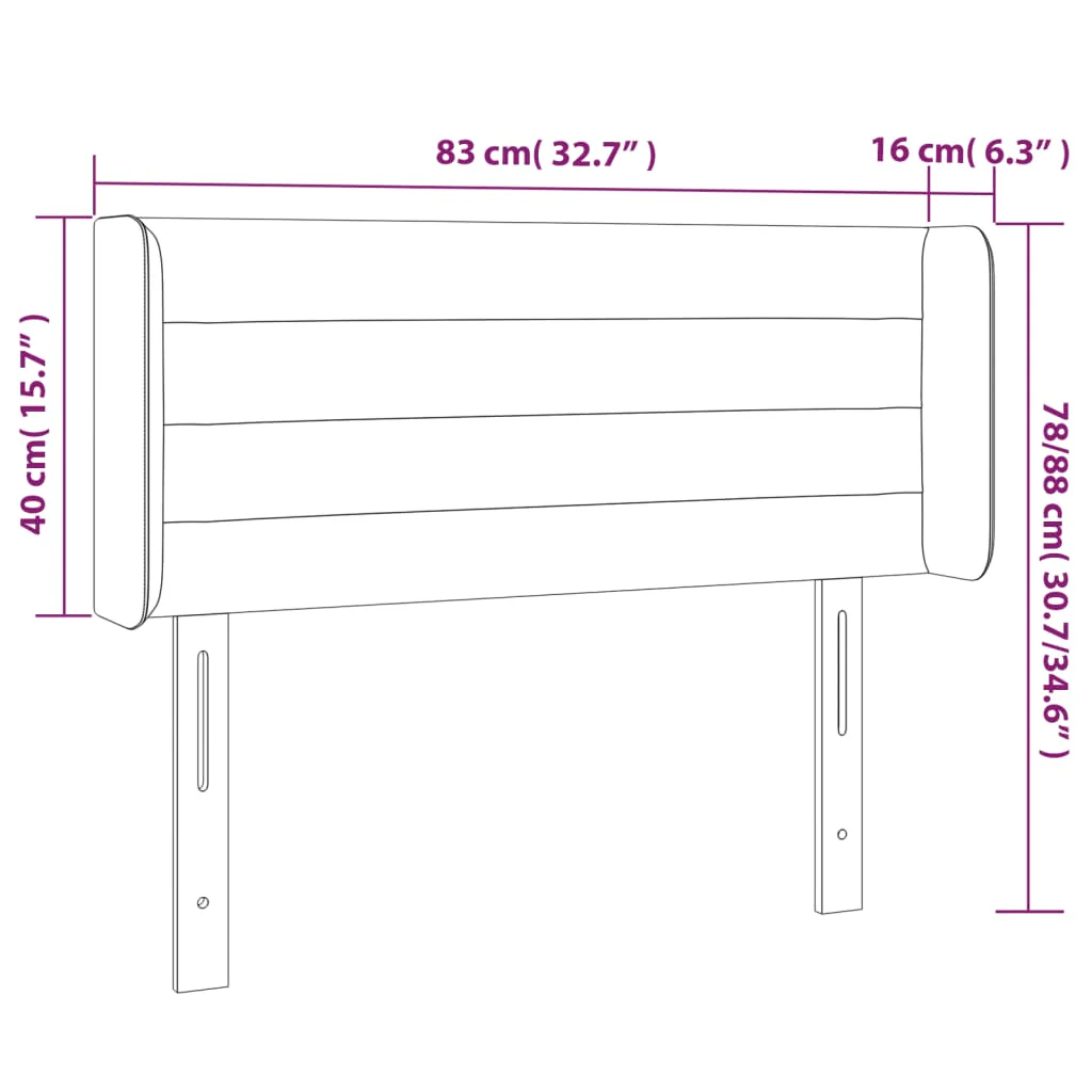 sengegavl med LED-lys 83x16x78/88 cm stof mørkebrun - Image 6