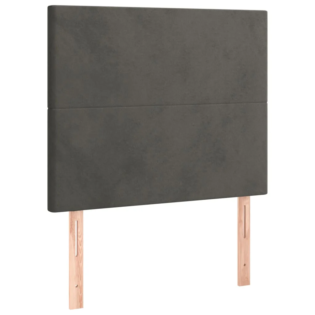 sengegavl med LED-lys 90x5x118/128 cm fløjl mørkegrå - Image 4