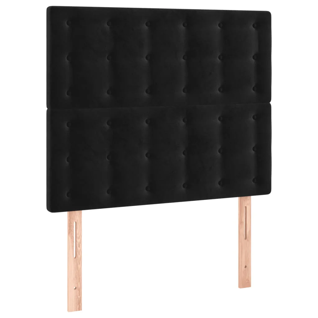 sengegavl med LED-lys 90x5x118/128 cm fløjl sort - Image 4