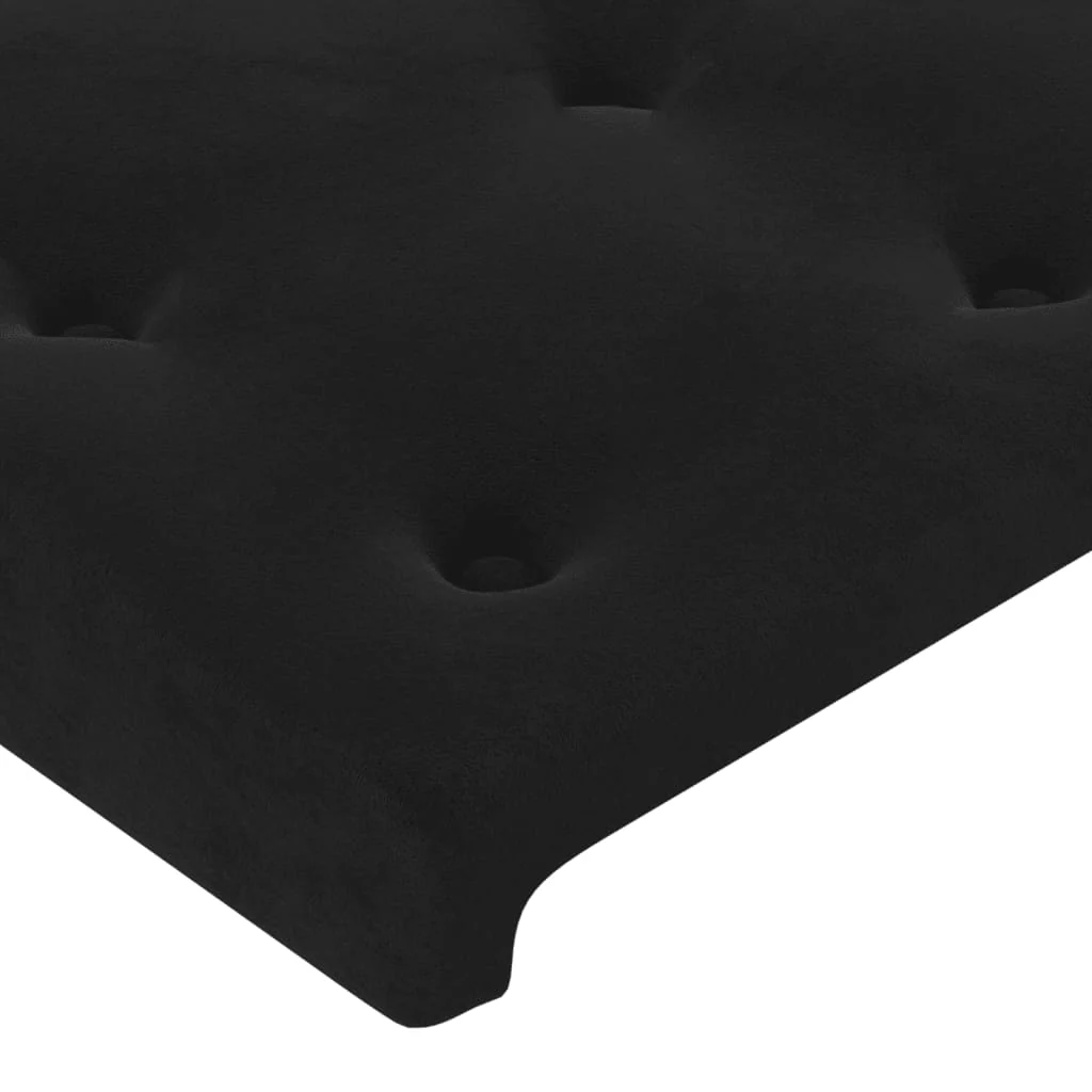 sengegavl med LED-lys 90x5x118/128 cm fløjl sort - Image 5