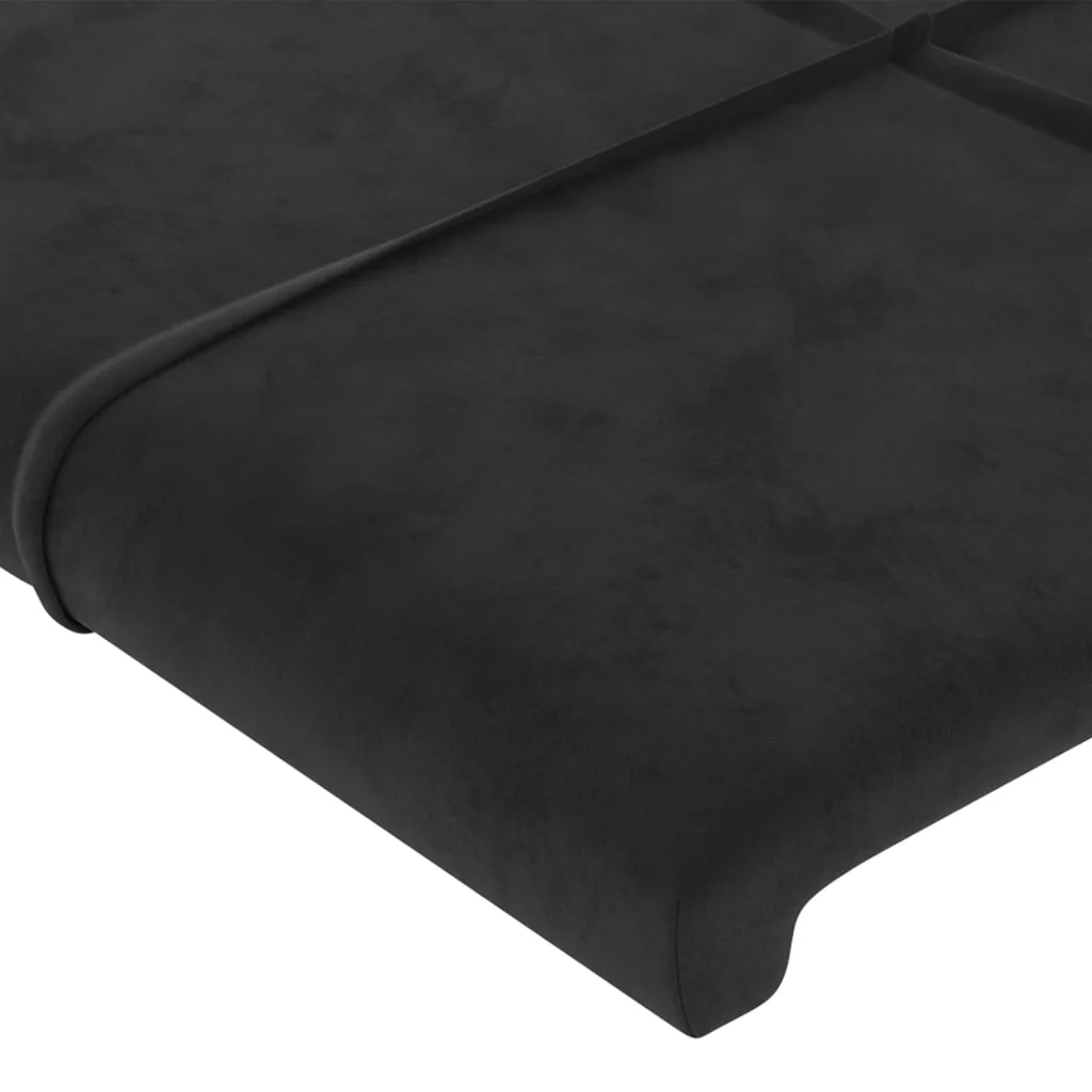 sengegavl med LED-lys 90x5x118/128 cm fløjl sort - Image 5