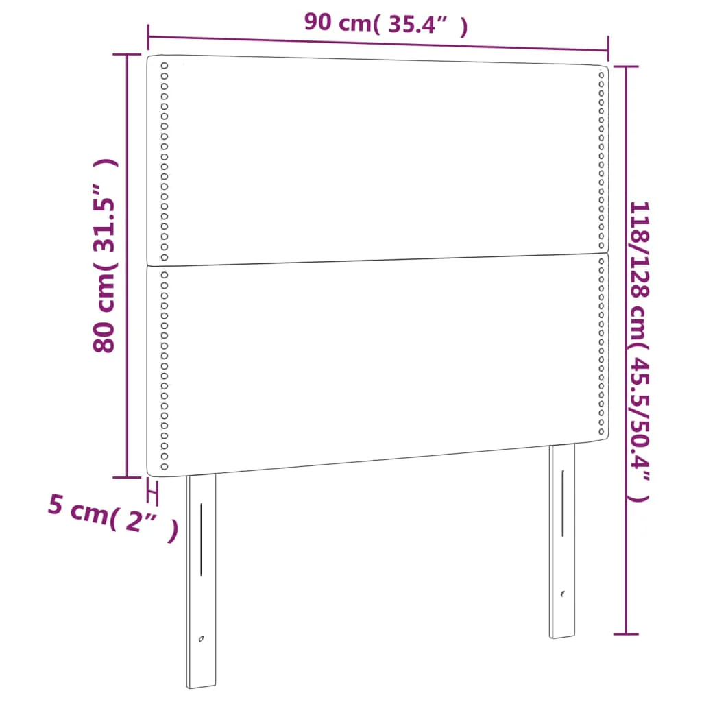 sengegavl med LED-lys 90x5x118/128 cm fløjl sort - Image 6