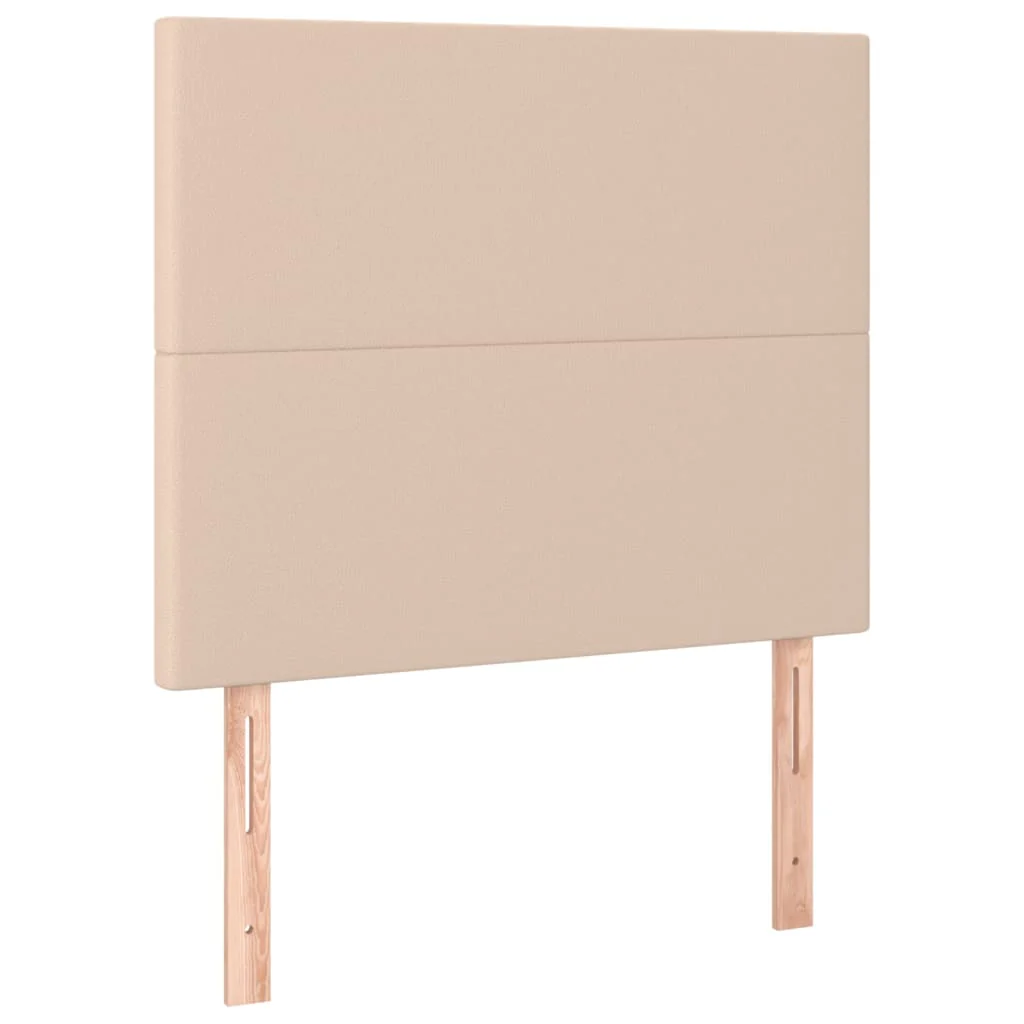 sengegavl med LED-lys 90x5x118/128 cm kunstlæder cappuccino - Image 4