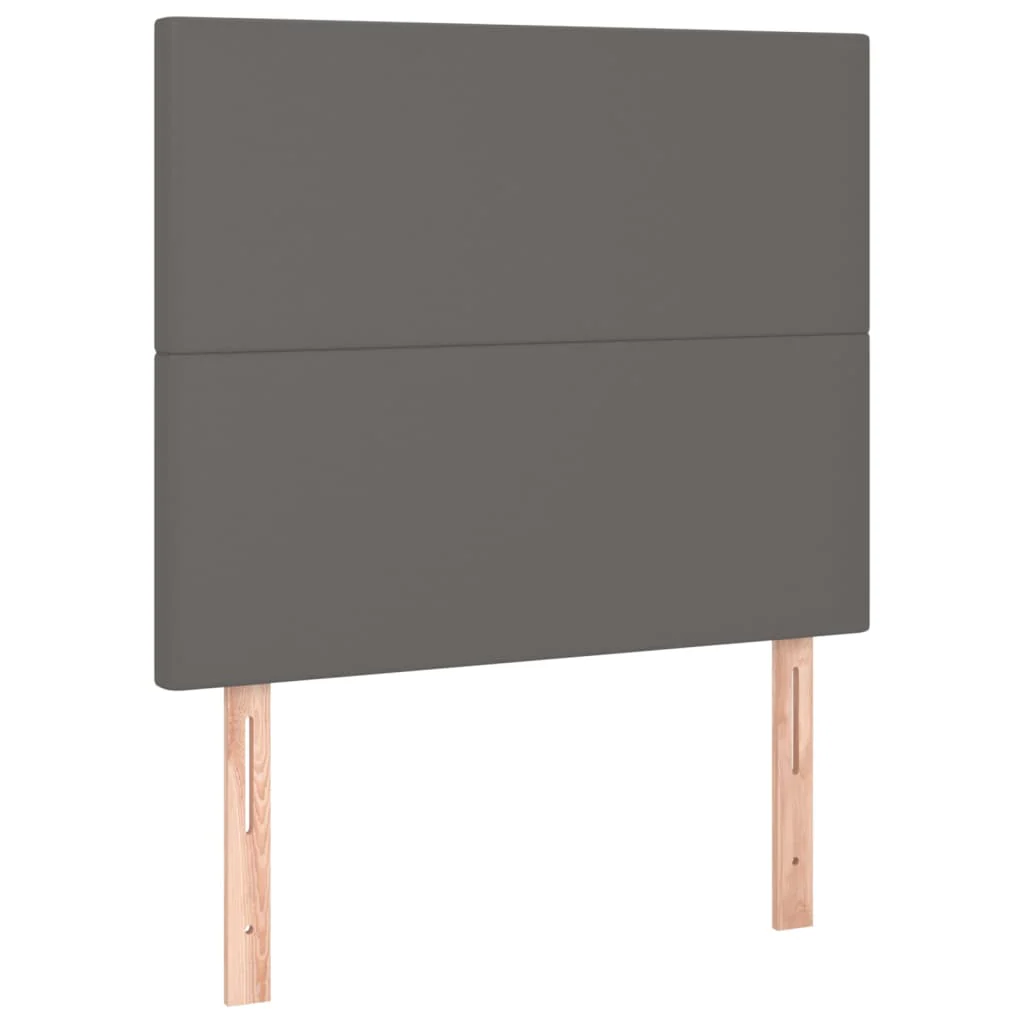 sengegavl med LED-lys 90x5x118/128 cm kunstlæder grå - Image 4