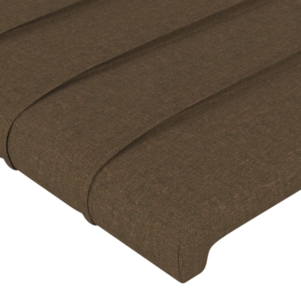 sengegavl med LED-lys 90x5x118/128 cm stof mørkebrun - Image 5