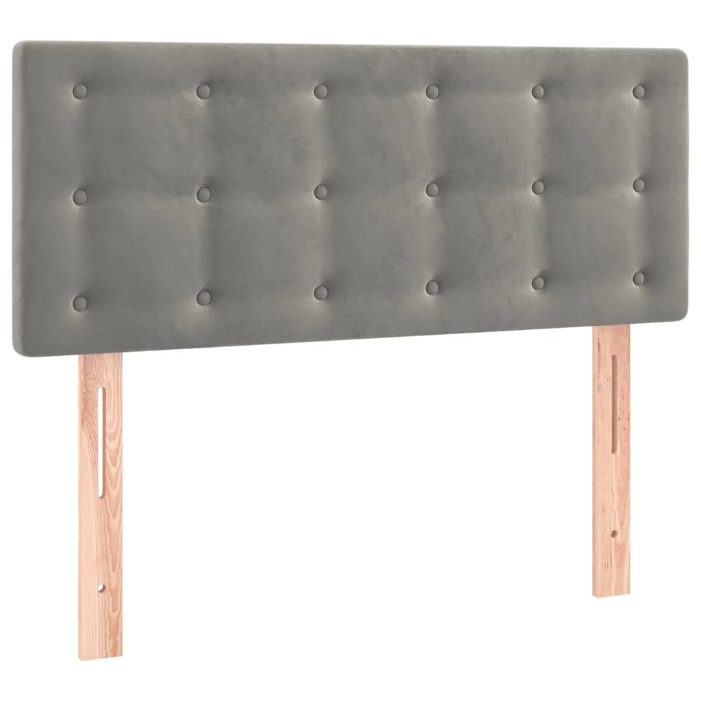 sengegavl med LED-lys 90x5x78/88 cm fløjl lysegrå - Image 4