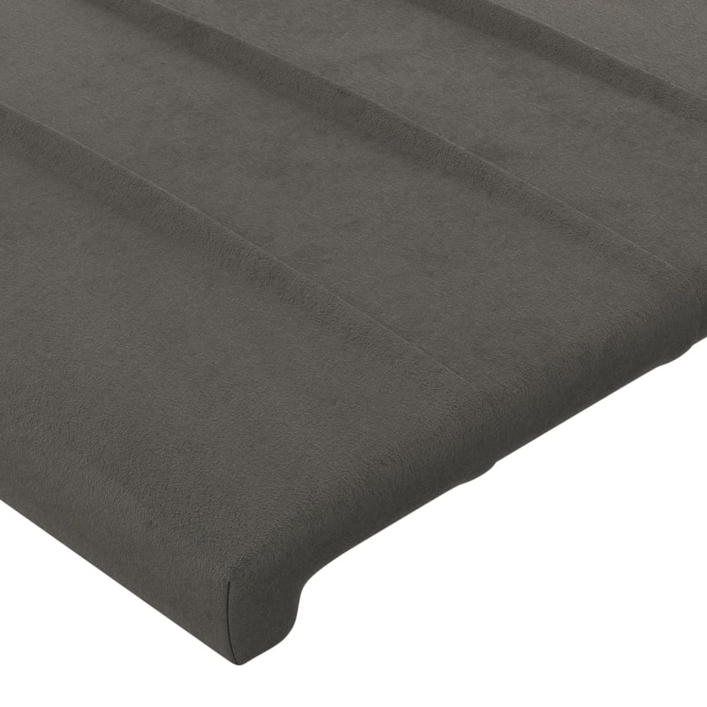 sengegavl med LED-lys 90x5x78/88 cm fløjl mørkegrå - Image 5