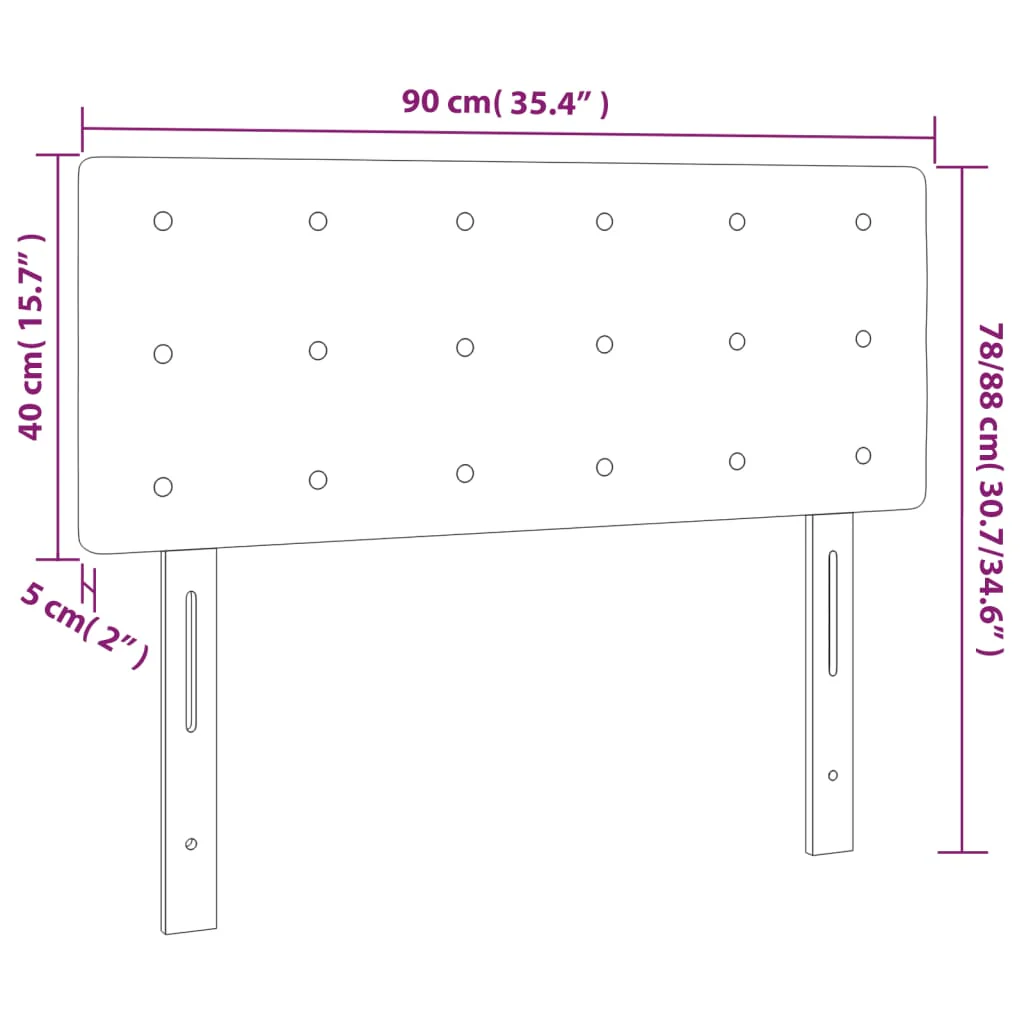 sengegavl med LED-lys 90x5x78/88 cm fløjl mørkegrå - Image 6