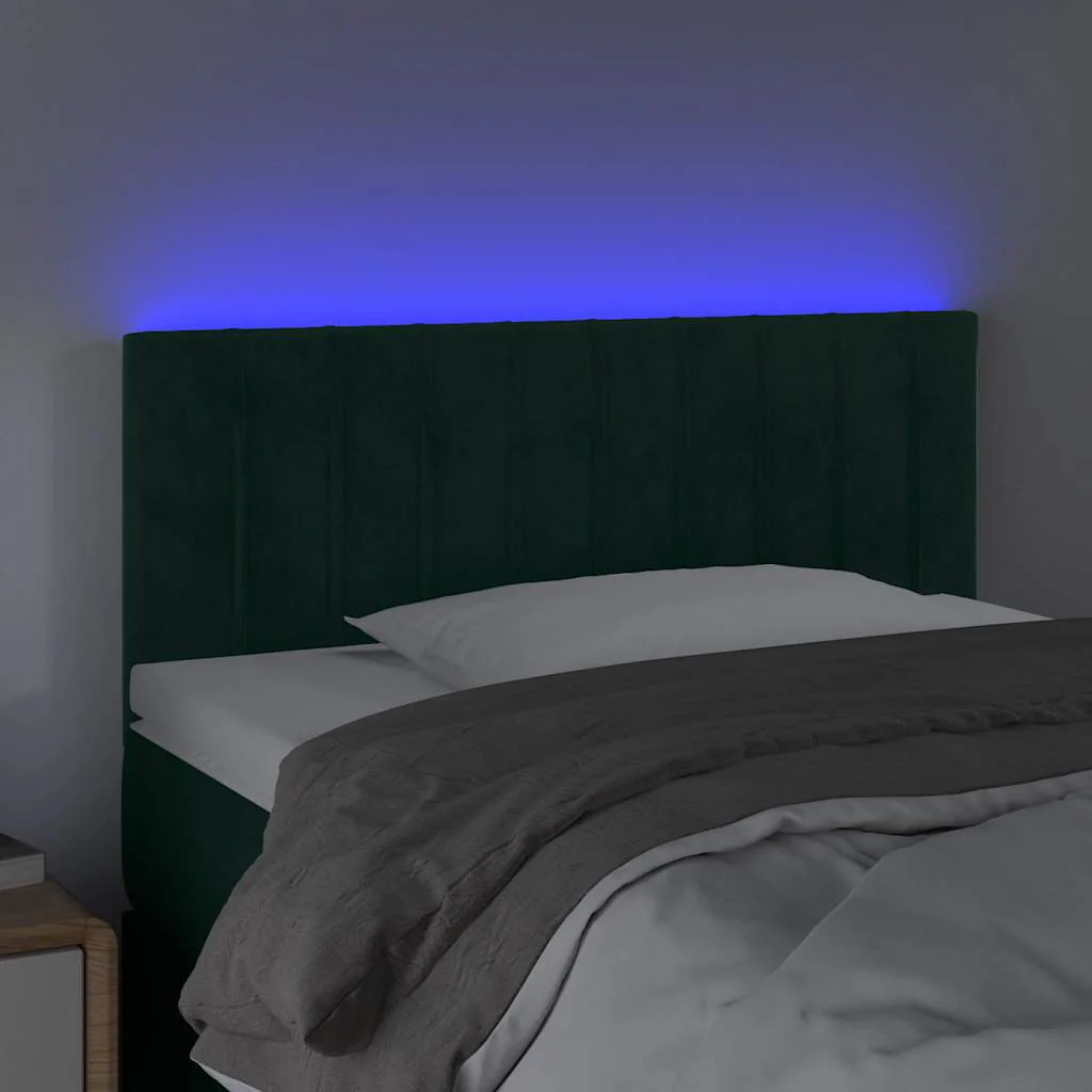 sengegavl med LED-lys 90x5x78/88 cm fløjl mørkegrøn - Image 3