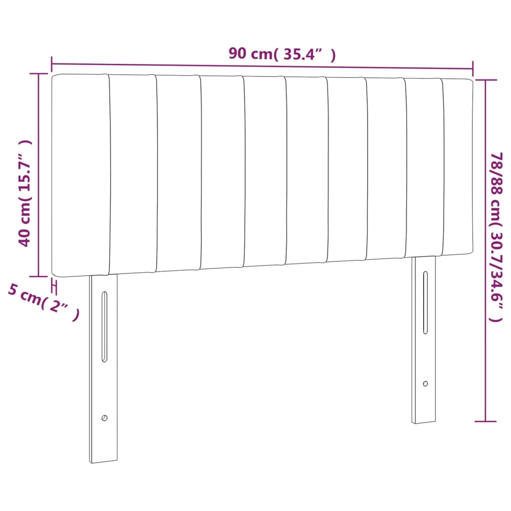 sengegavl med LED-lys 90x5x78/88 cm stof cremefarvet - Image 6