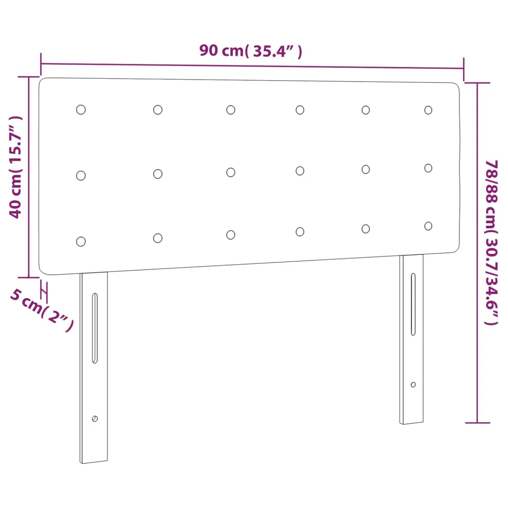 sengegavl med LED-lys 90x5x78/88 cm stof cremefarvet - Image 6