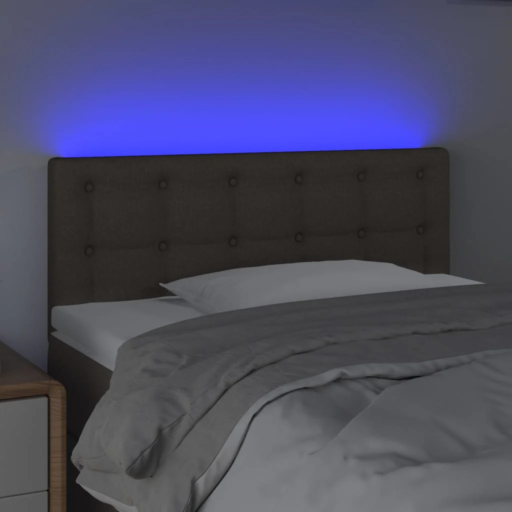sengegavl med LED-lys 90x5x78/88 cm stof gråbrun - Image 3