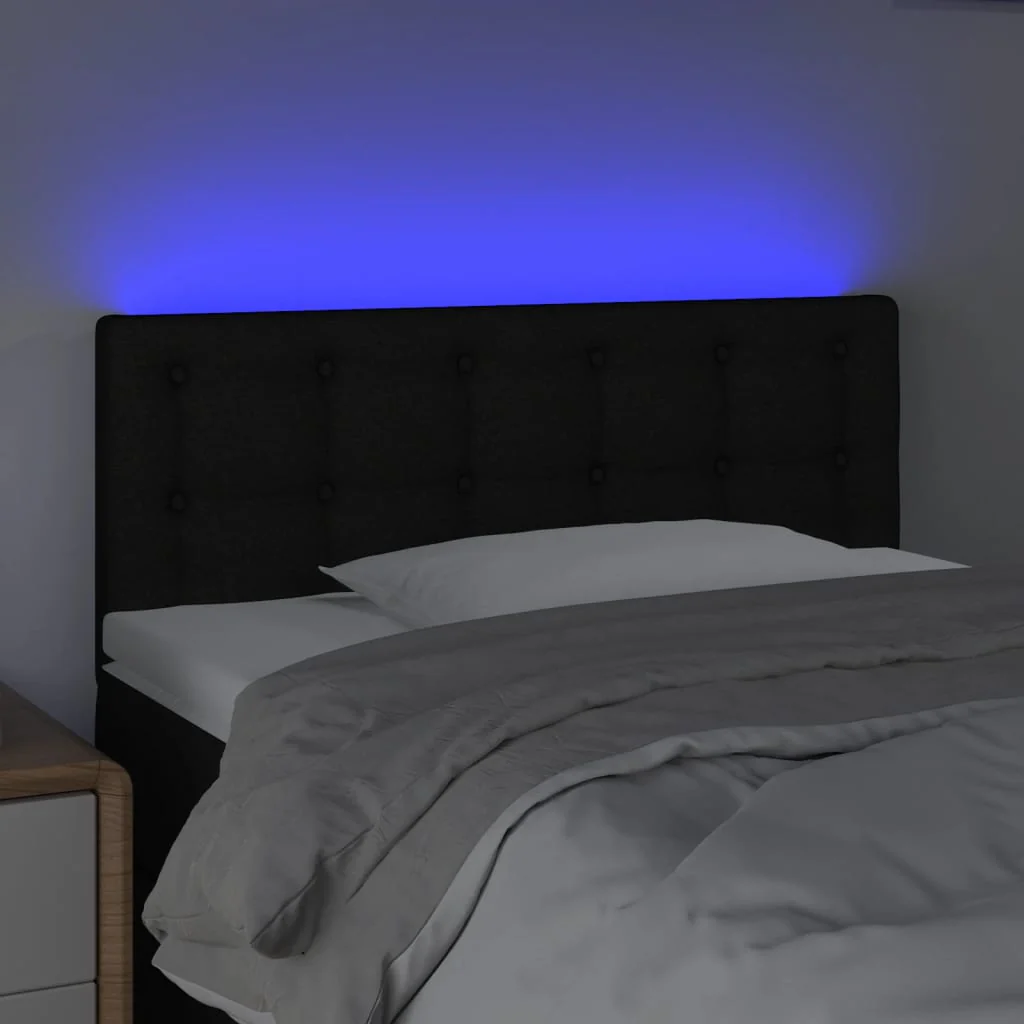sengegavl med LED-lys 90x5x78/88 cm stof sort - Image 3