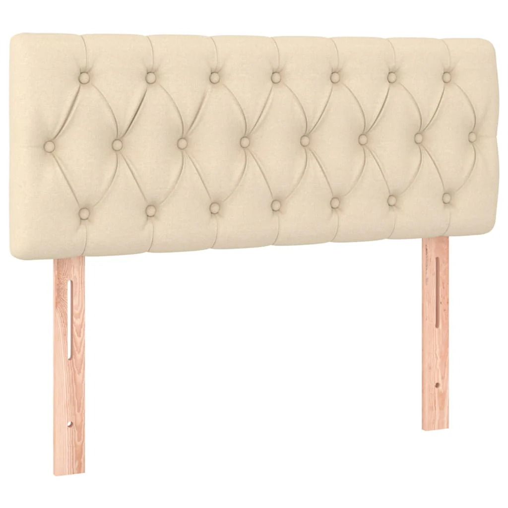 sengegavl med LED-lys 90x7x78/88 cm stof cremefarvet - Image 4