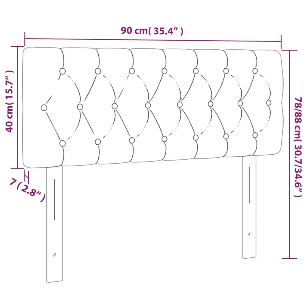 sengegavl med LED-lys 90x7x78/88 cm velour sort - Image 6