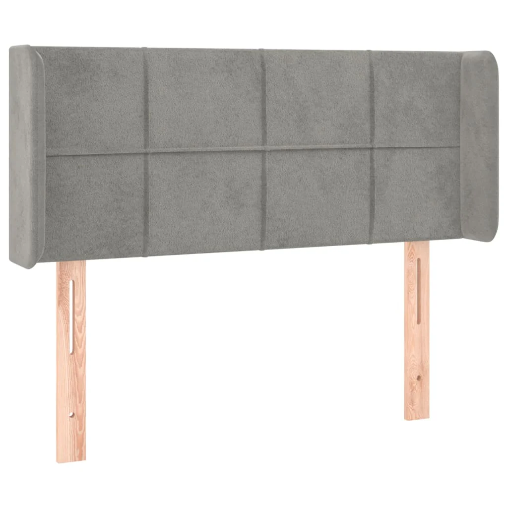 sengegavl med LED-lys 93x16x78/88 cm fløjl lysegrå - Image 3