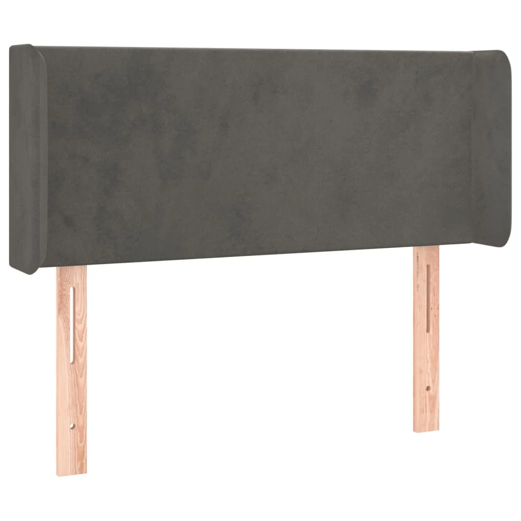 sengegavl med LED-lys 93x16x78/88 cm fløjl mørkegrå - Image 3