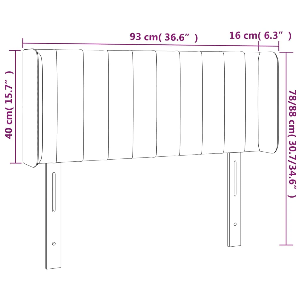 sengegavl med LED-lys 93x16x78/88 cm fløjl mørkegrå - Image 6