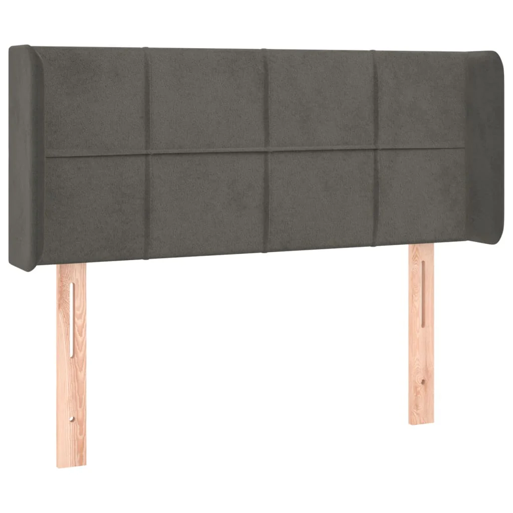 sengegavl med LED-lys 93x16x78/88 cm fløjl mørkegrå - Image 3