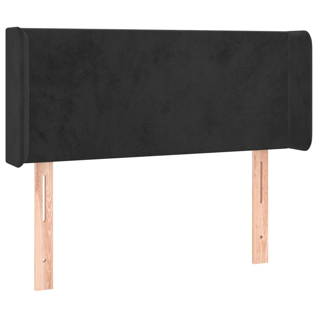 sengegavl med LED-lys 93x16x78/88 cm fløjl sort - Image 3