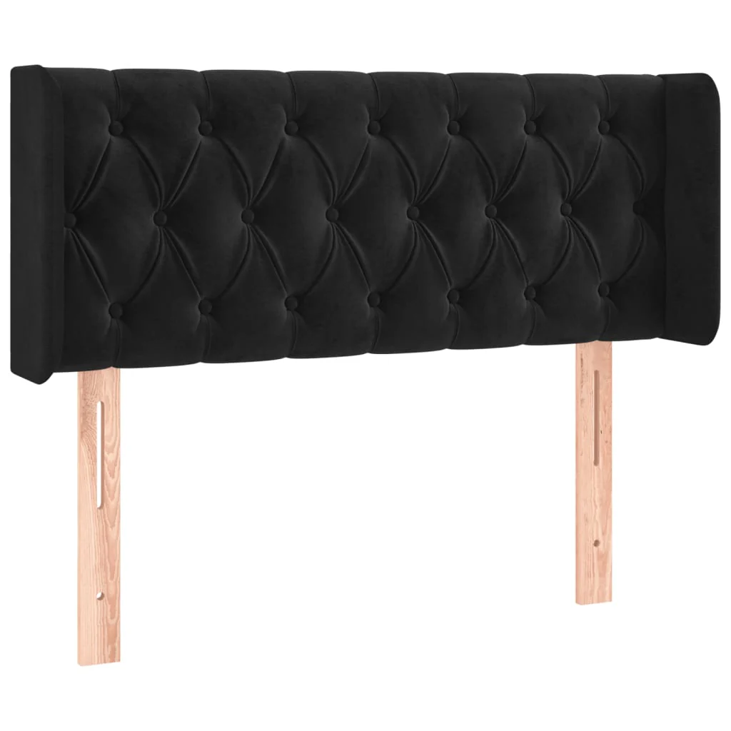 sengegavl med LED-lys 93x16x78/88 cm fløjl sort - Image 3