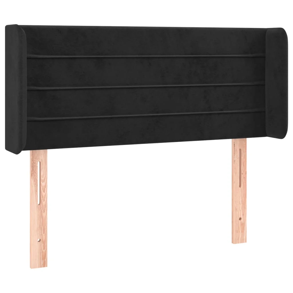sengegavl med LED-lys 93x16x78/88 cm fløjl sort - Image 3